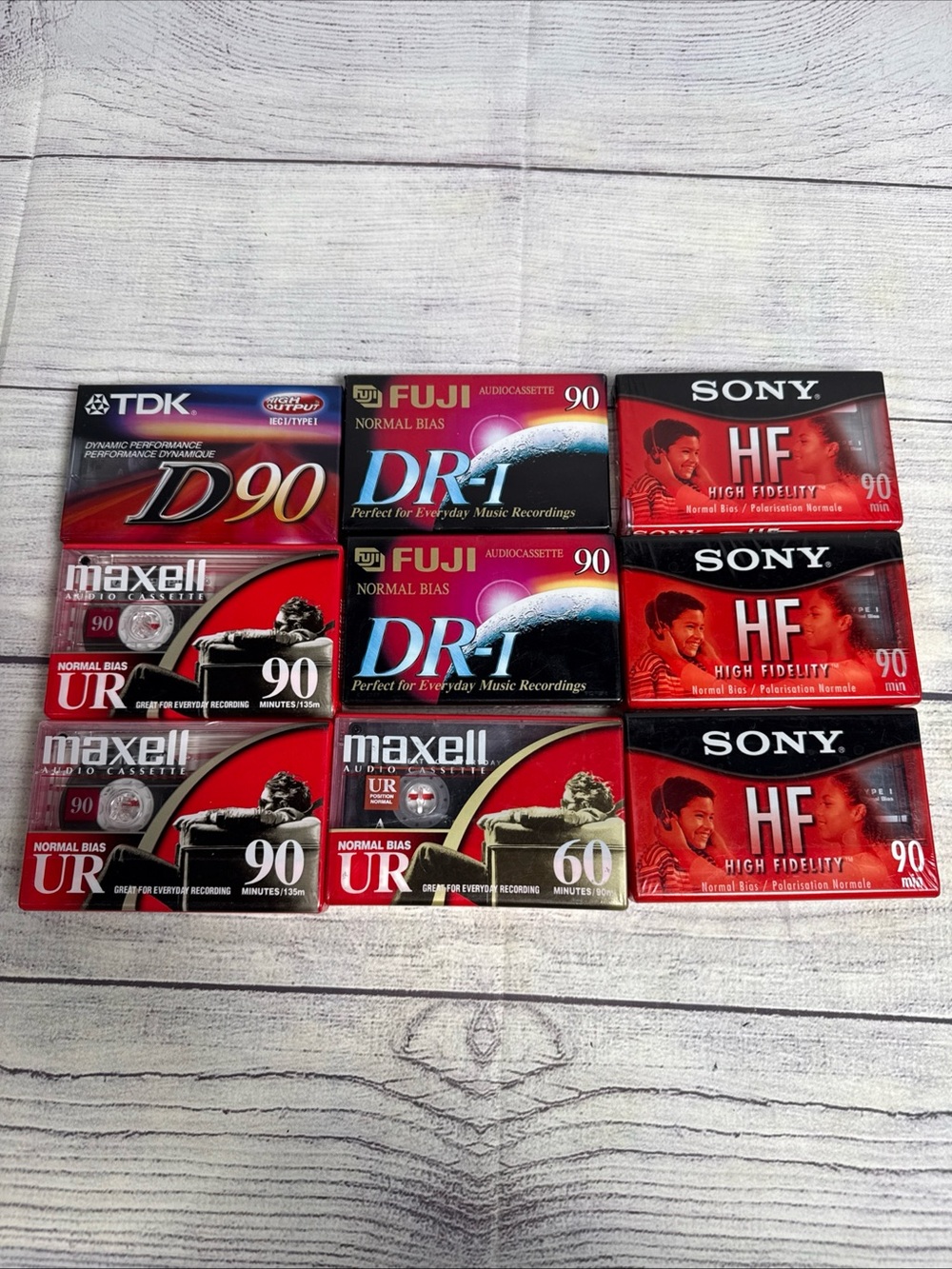 Vintage Cassette Tape Lot - Sony, Maxell, Fuji, TDK - Red & Black Packaging